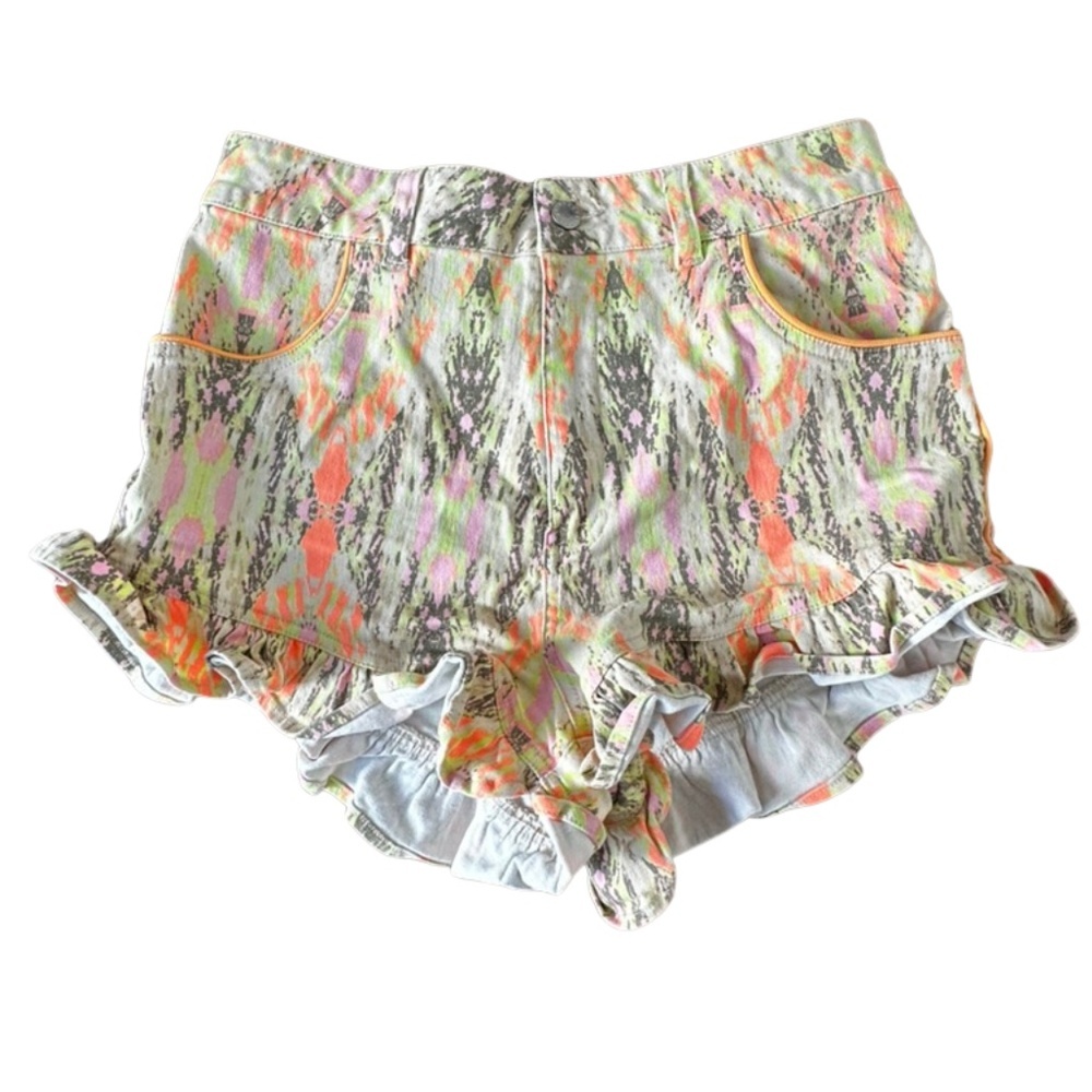 Finders Keepers Printed Ruffle Shorts 26” Waist Boho Festival XS